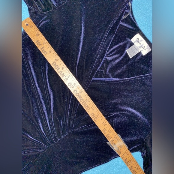 CONNECTED velvet vintage long sleeve faux wrap rutched midnight blue NEW size 8 - Picture 7 of 11